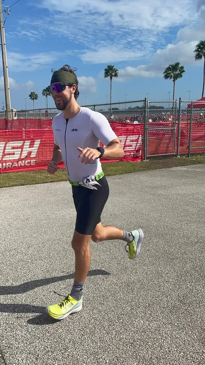 Dr. Sapala racing in a triathlon