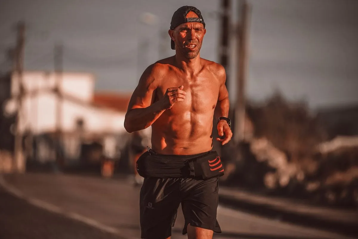 Runner training on the road